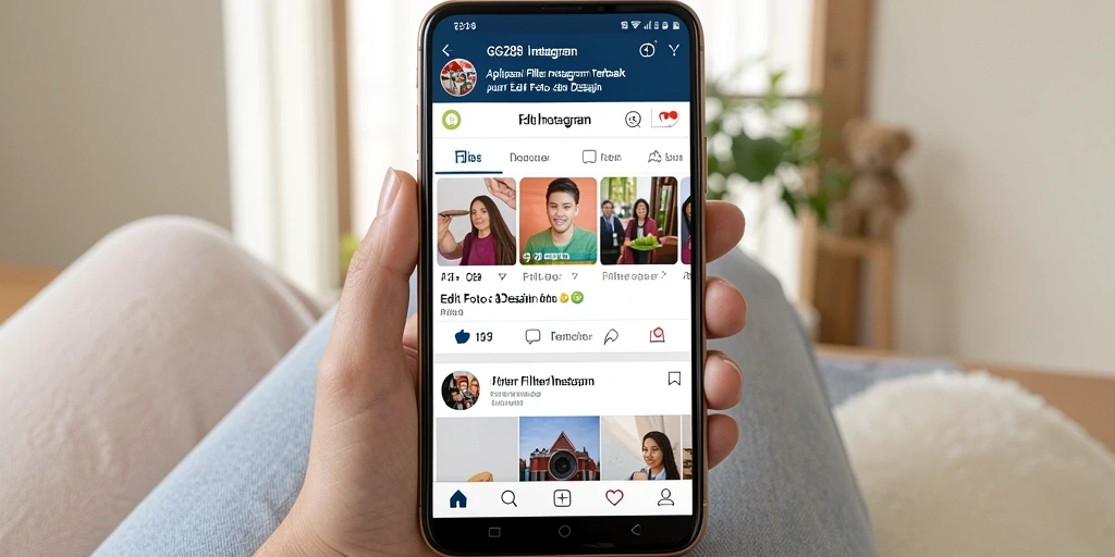 Antarmuka pengguna GG288 dengan berbagai pilihan filter Instagram.