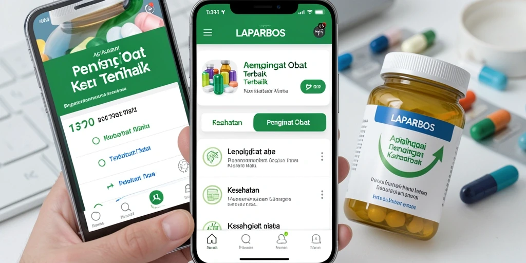 Tampilan antarmuka LAPARBOS dengan fitur pengingat obat.