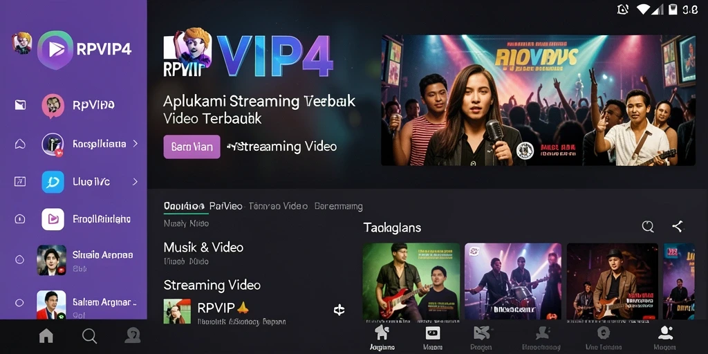 Tampilan antarmuka RPVIP4 memperlihatkan pilihan konten Streaming Video yang beragam.