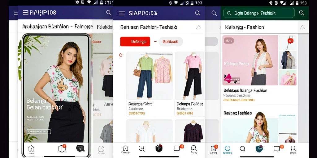 Tampilan antarmuka SIAP108 untuk berbelanja fashion dengan mudah.